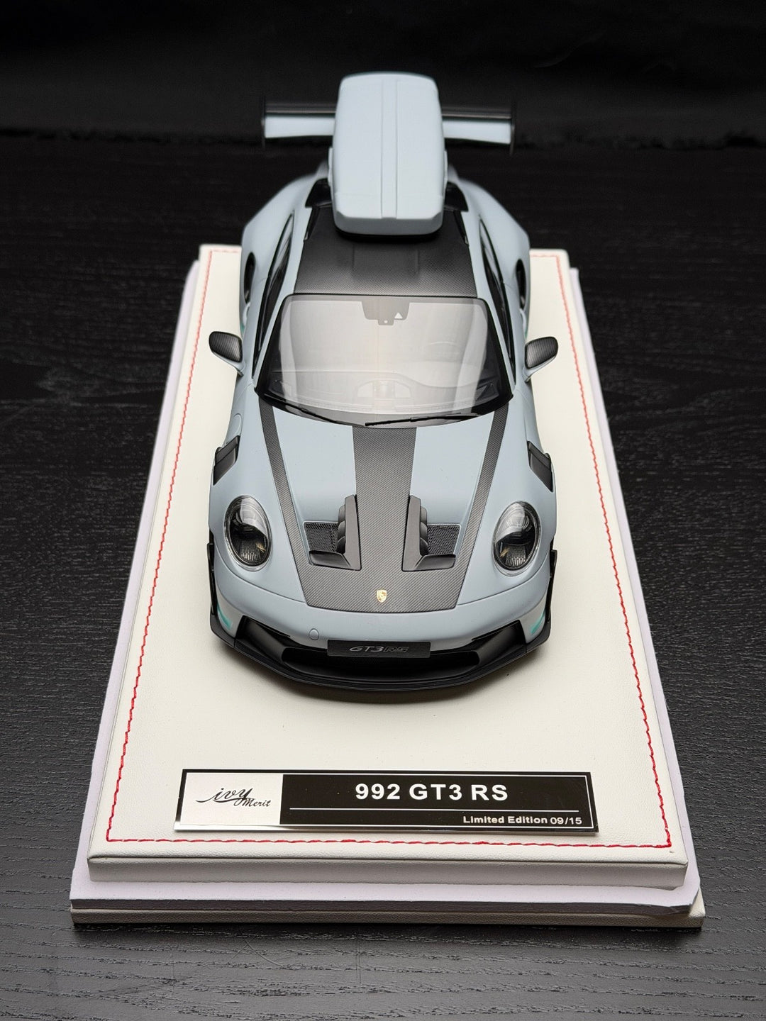 Porsche 911 GT3 RS w/ Roof Rack (Matte Gray/ Blue) [IVY Model] 1:18 scale