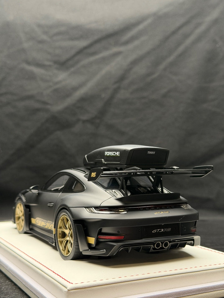 Porsche 911 GT3 RS w/ Roof Rack (Matte Black/ Gold) [IVY Model] 1:18 scale