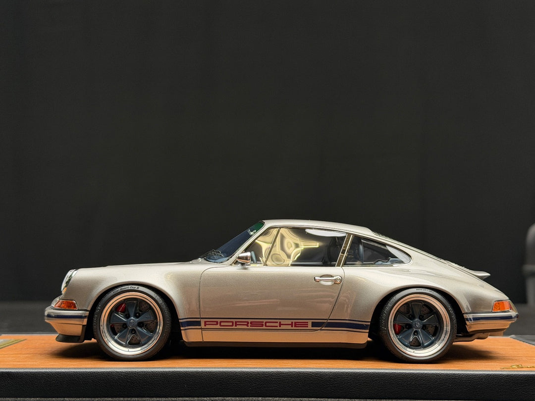 Porsche 911 Singer (Silver/ Blue Stripe) [Timothy & Pierre] 1/18 scale