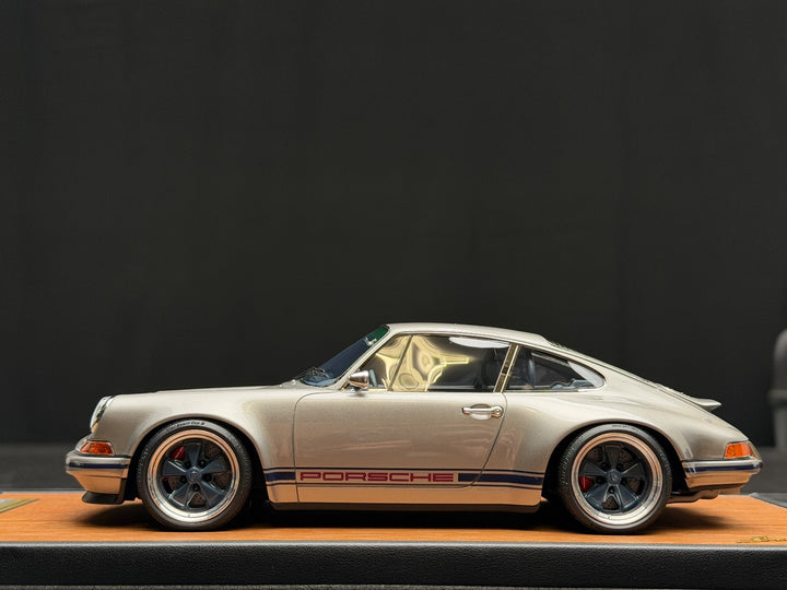 Porsche 911 Singer (Silver/ Blue Stripe) [Timothy & Pierre] 1/18 scale