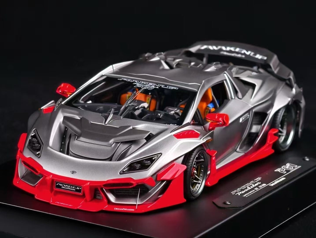 Lamborghini Huracan Awakenup-P61 Roadster (Silver/ Red)[DreamWalkers] 1/18 scale