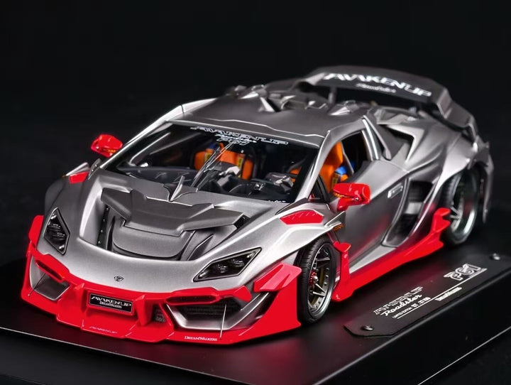 Lamborghini Huracan Awakenup-P61 Roadster (Silver/ Red)[DreamWalkers] 1/18 scale