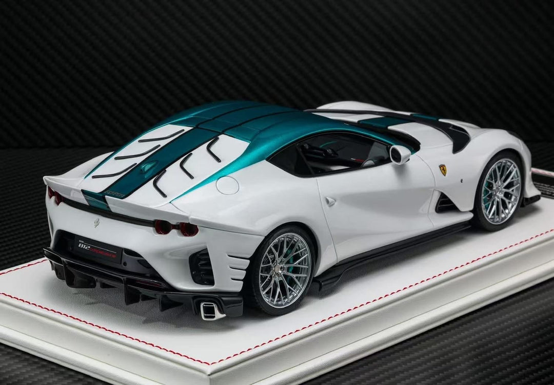 Ferrari 812 Competizione (White/ Turquoise Stripe) [Davis & Giovanni] 1:18 scale