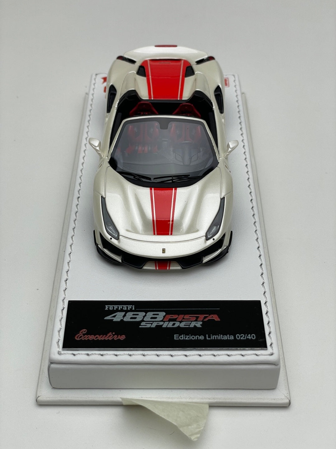 Ferrari 488 Pista Spider (White/ Red Stripe) [BBR] 1:43 scale