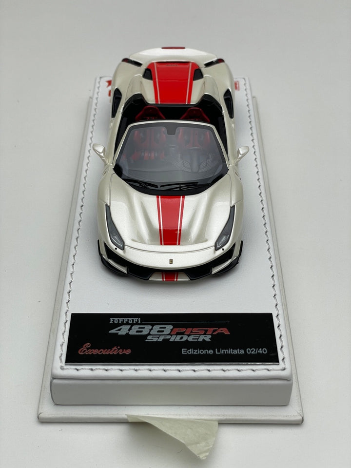 Ferrari 488 Pista Spider (White/ Red Stripe) [BBR] 1:43 scale