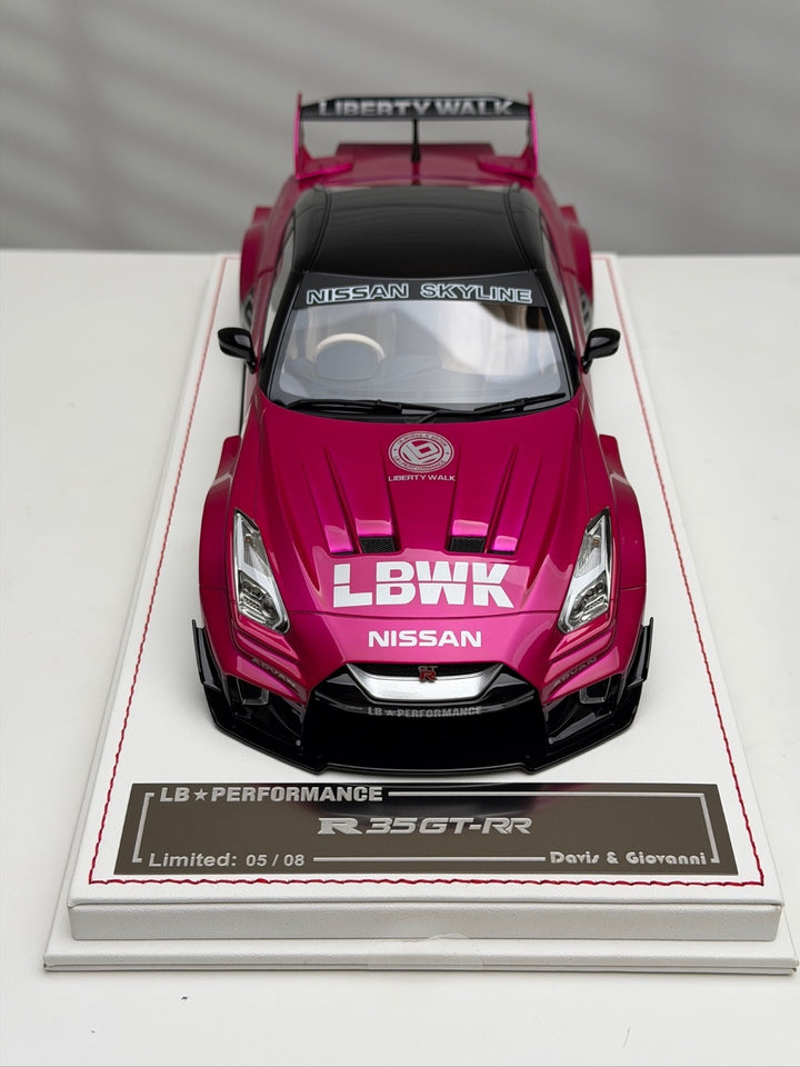 Nissan R35 GT-RR LBWK (Metallic Pink/ Decals) [Davis & Giovanni] 1/18 scale