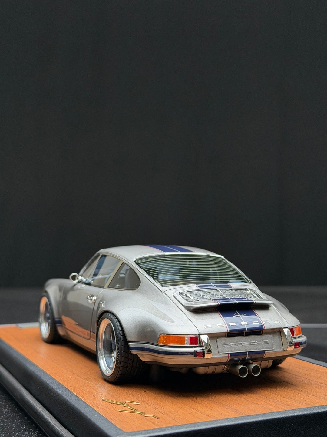 Porsche 911 Singer (Silver/ Blue Stripe) [Timothy & Pierre] 1/18 scale