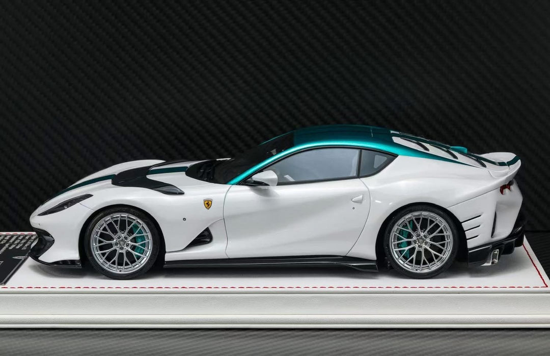 Ferrari 812 Competizione (White/ Turquoise Stripe) [Davis & Giovanni] 1:18 scale