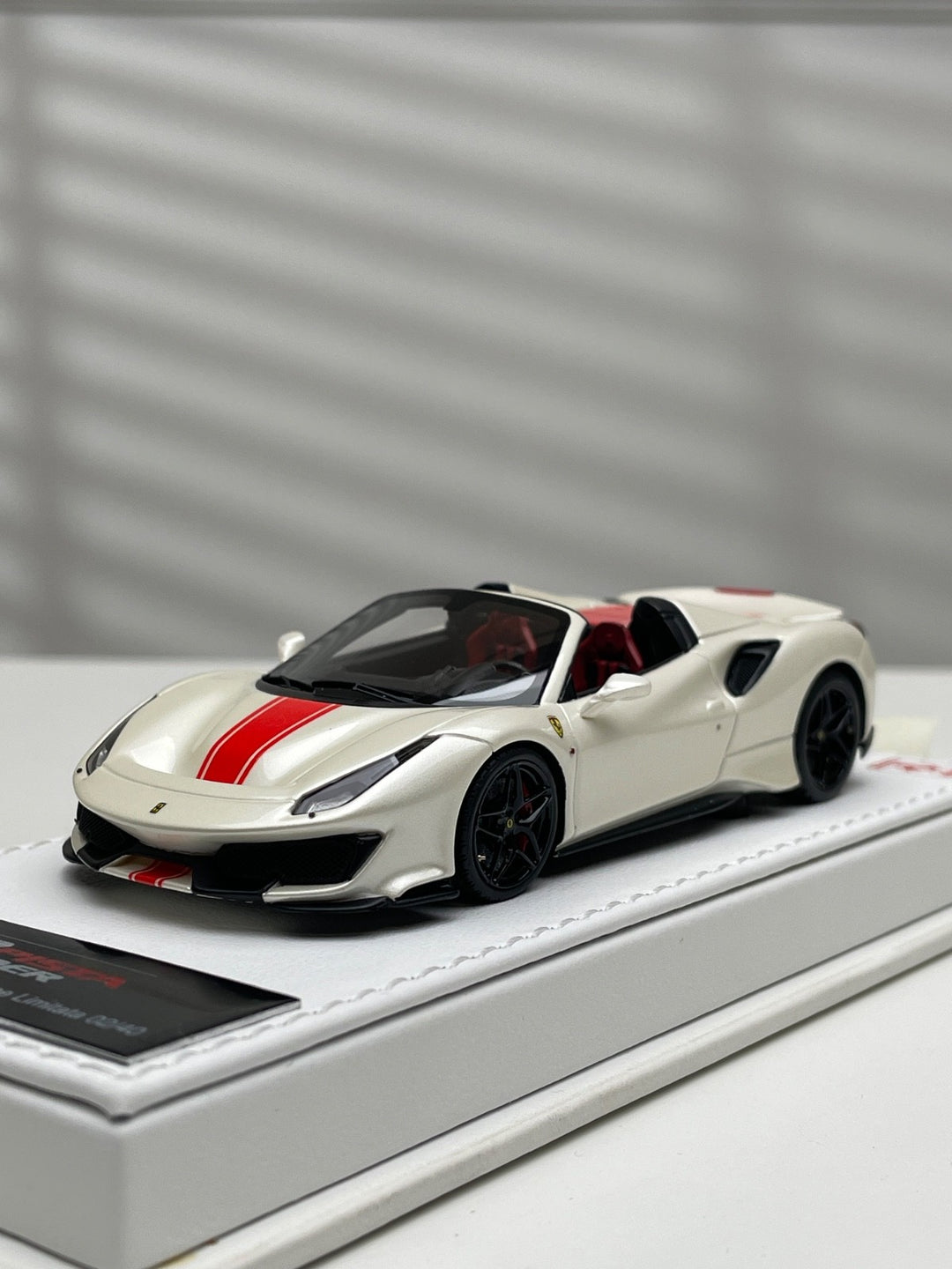Ferrari 488 Pista Spider (White/ Red Stripe) [BBR] 1:43 scale