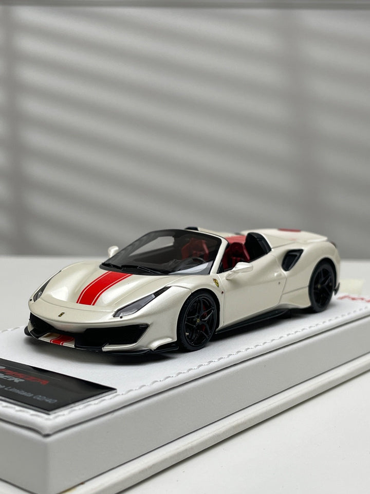 Ferrari 488 Pista Spider (White/ Red Stripe) [BBR] 1:43 scale