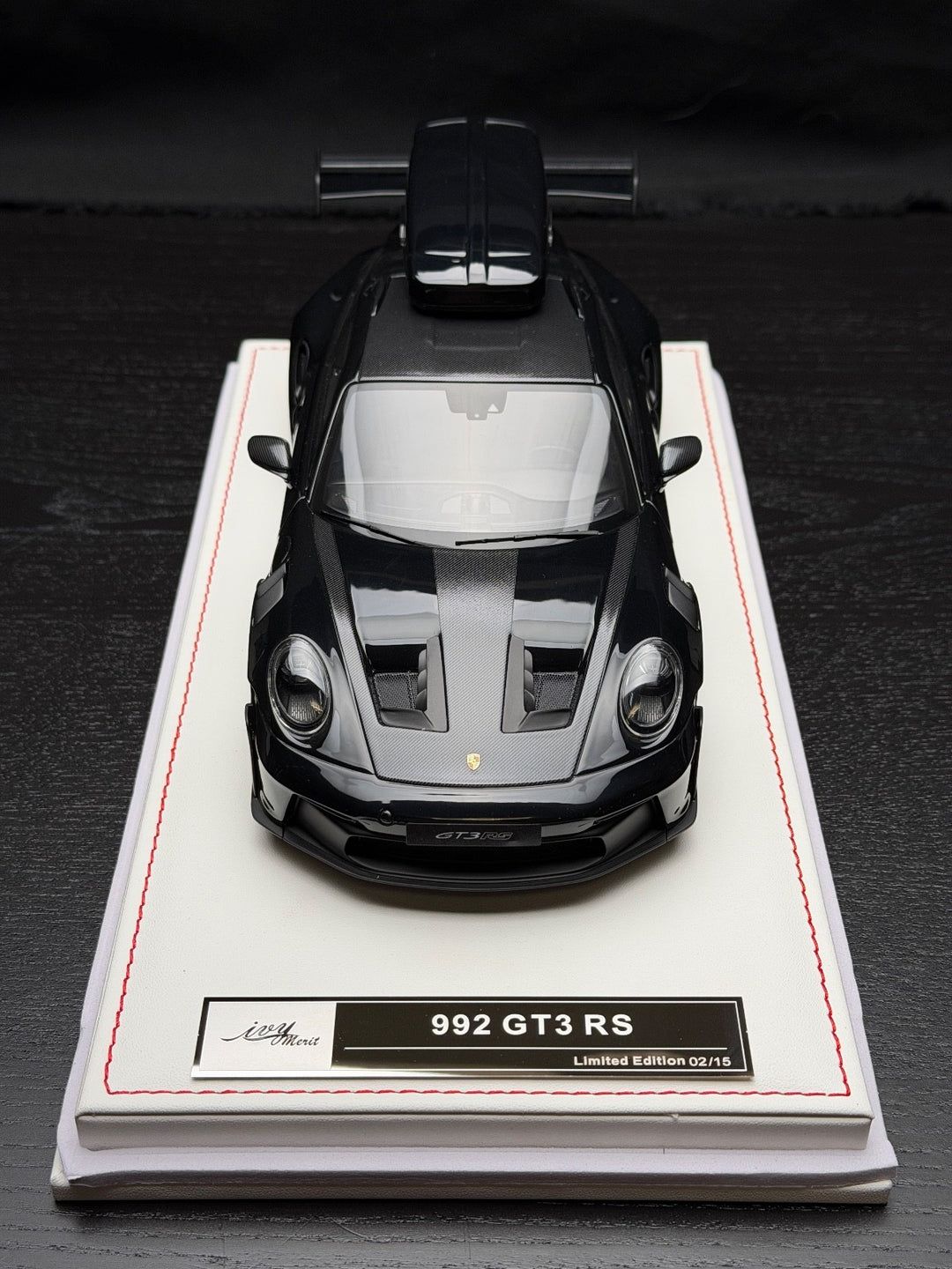 Porsche 911 GT3 RS w/ Roof Rack (Gloss Black/ White) [IVY Model] 1:18 scale