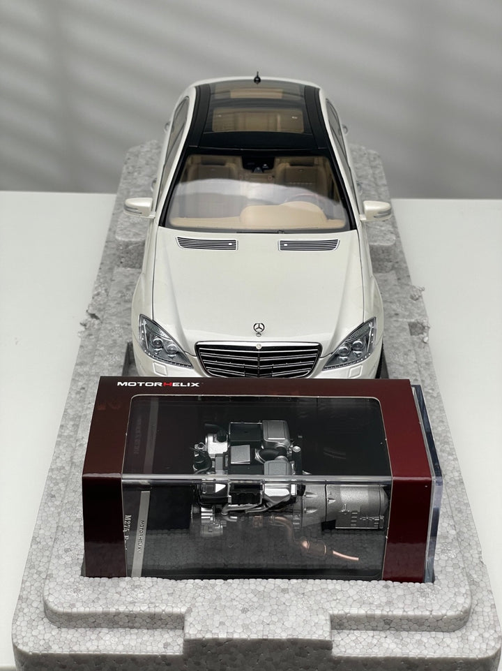 Mercedes-Benz S600 L (White) - With Engine and Crane [Motorhelix] 1:18 scale