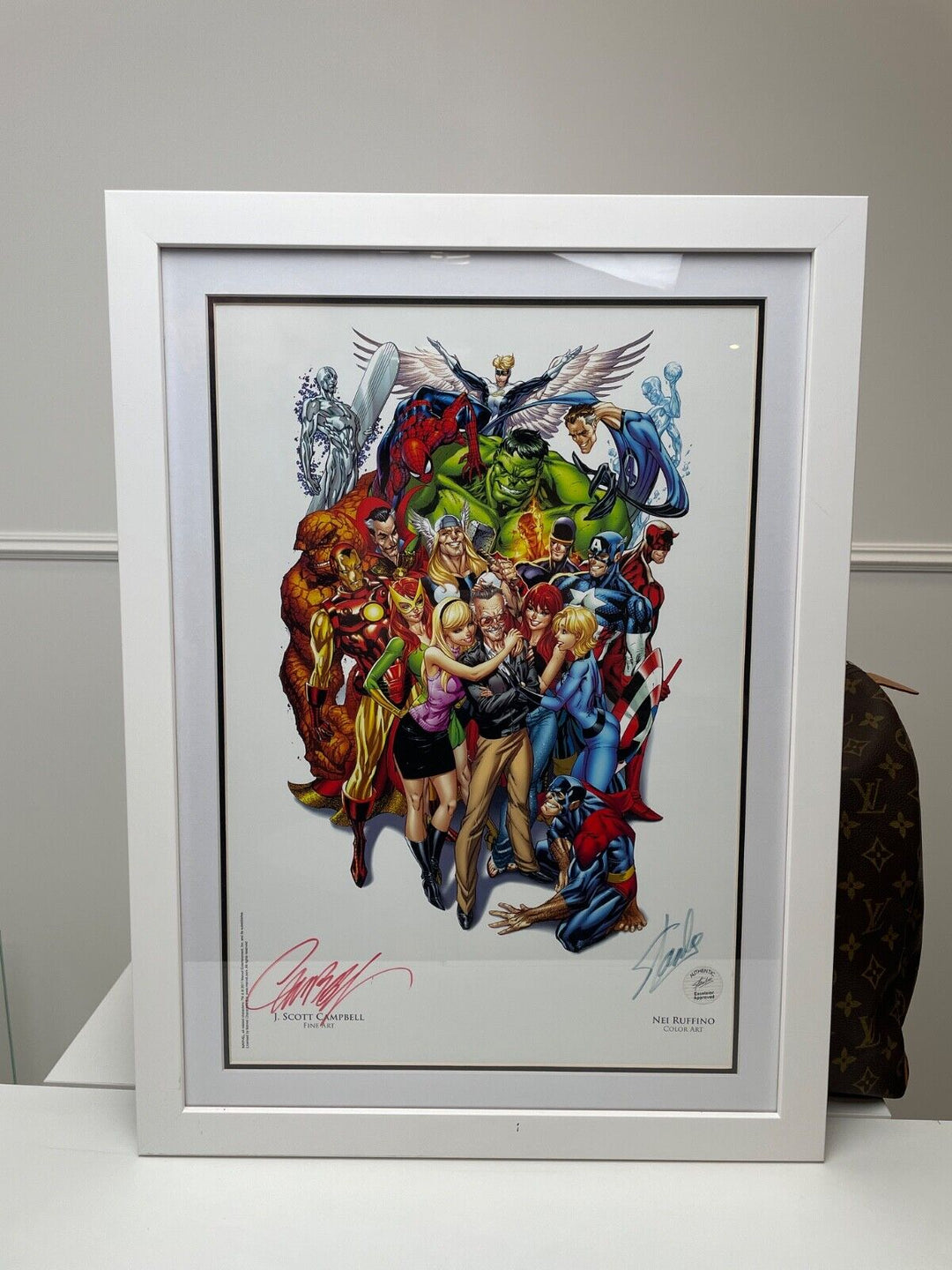 Stan Lee & MARVEL - Hand Signed Poster by J.Scott Campbell & Nei Ruffino [RARE]