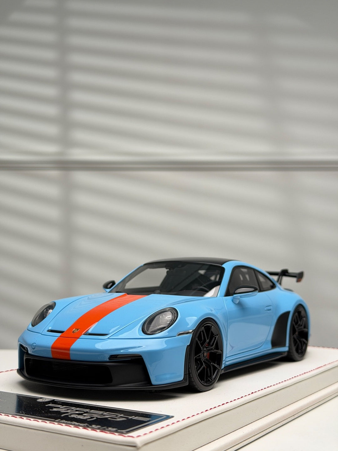 Porsche 911 GT3 (Baby Blue, Orange Stripe) [Davis & Giovanni] 1/18 scale