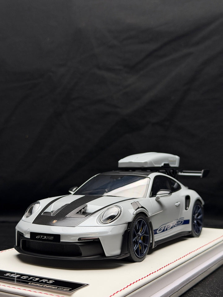 Porsche 911 GT3 RS w/ Roof Rack (Gray/ Blue) [IVY Model] 1:18 scale