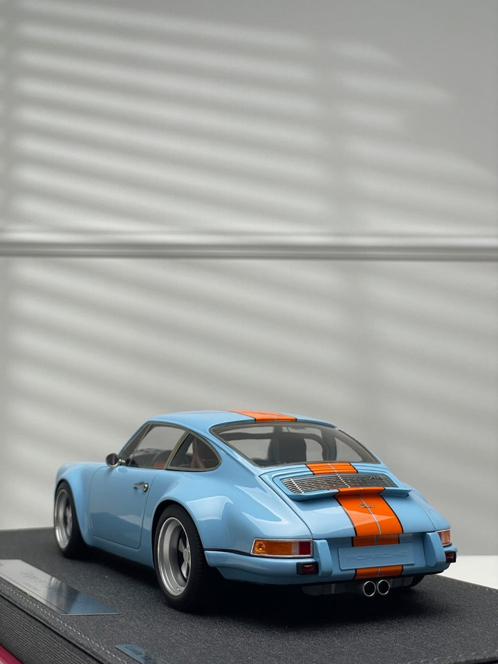 Porsche 911 Singer Coupe (Gulf Blue/ Orange Stripe) [Make Up IDEA] 1/18 scale