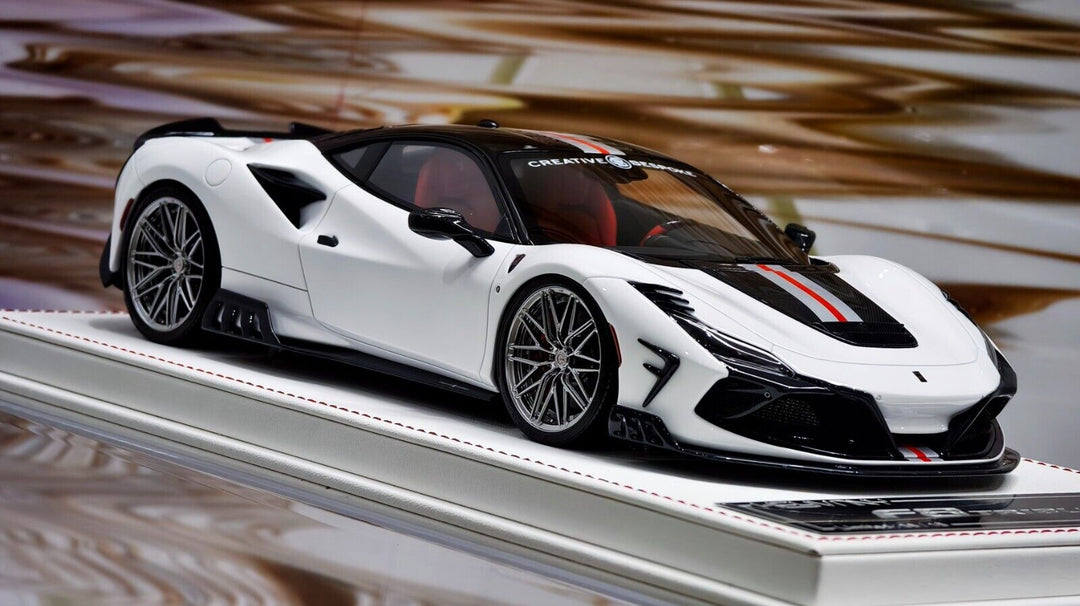 Ferrari F8 Tributo KEYVANY (White w/ Red Stripe) [Davis & Giovanni] 1:18 scale