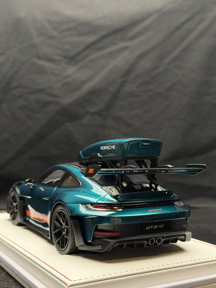 Porsche 911 GT3 RS w/ Roof Rack (Racing Green/ Orange) [IVY Model] 1:18 scale