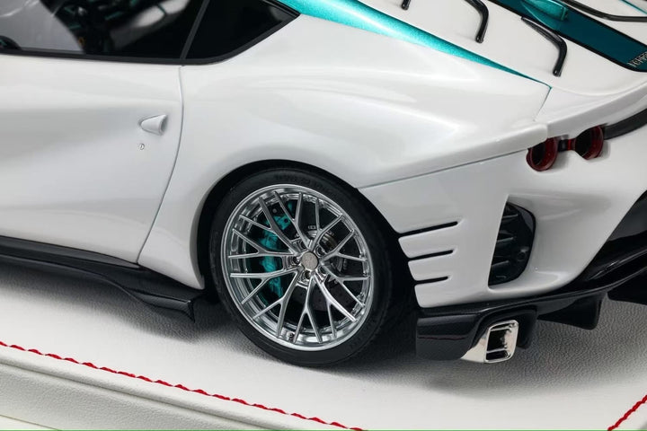 Ferrari 812 Competizione (White/ Turquoise Stripe) [Davis & Giovanni] 1:18 scale