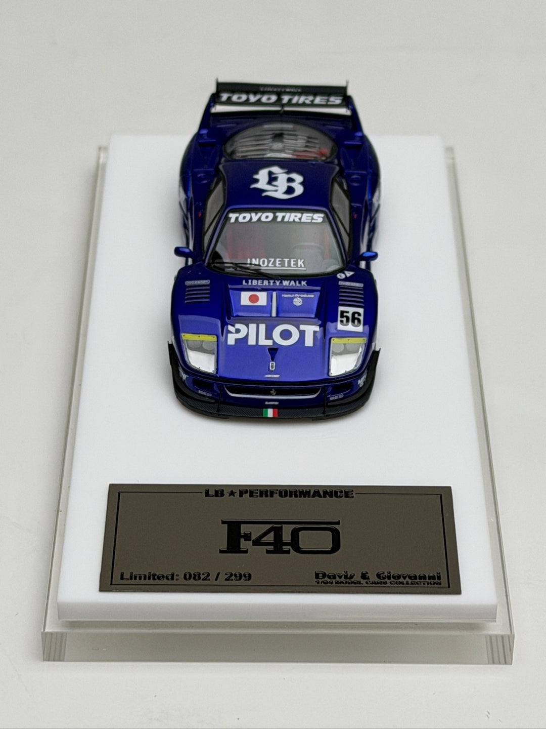 2-in-1 Ferrari F40 LBWK (Blue PILOT Livery) [Davis & Giovanni] 1:64 & 1:43 scale