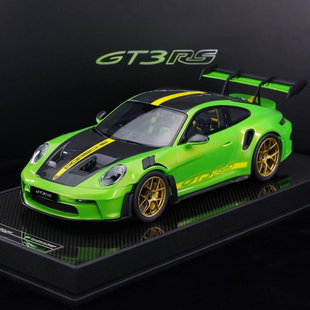 Porsche 911 GT3 RS (Green/ Yellow Stripe) [Timothy & Pierre] 1/18 scale