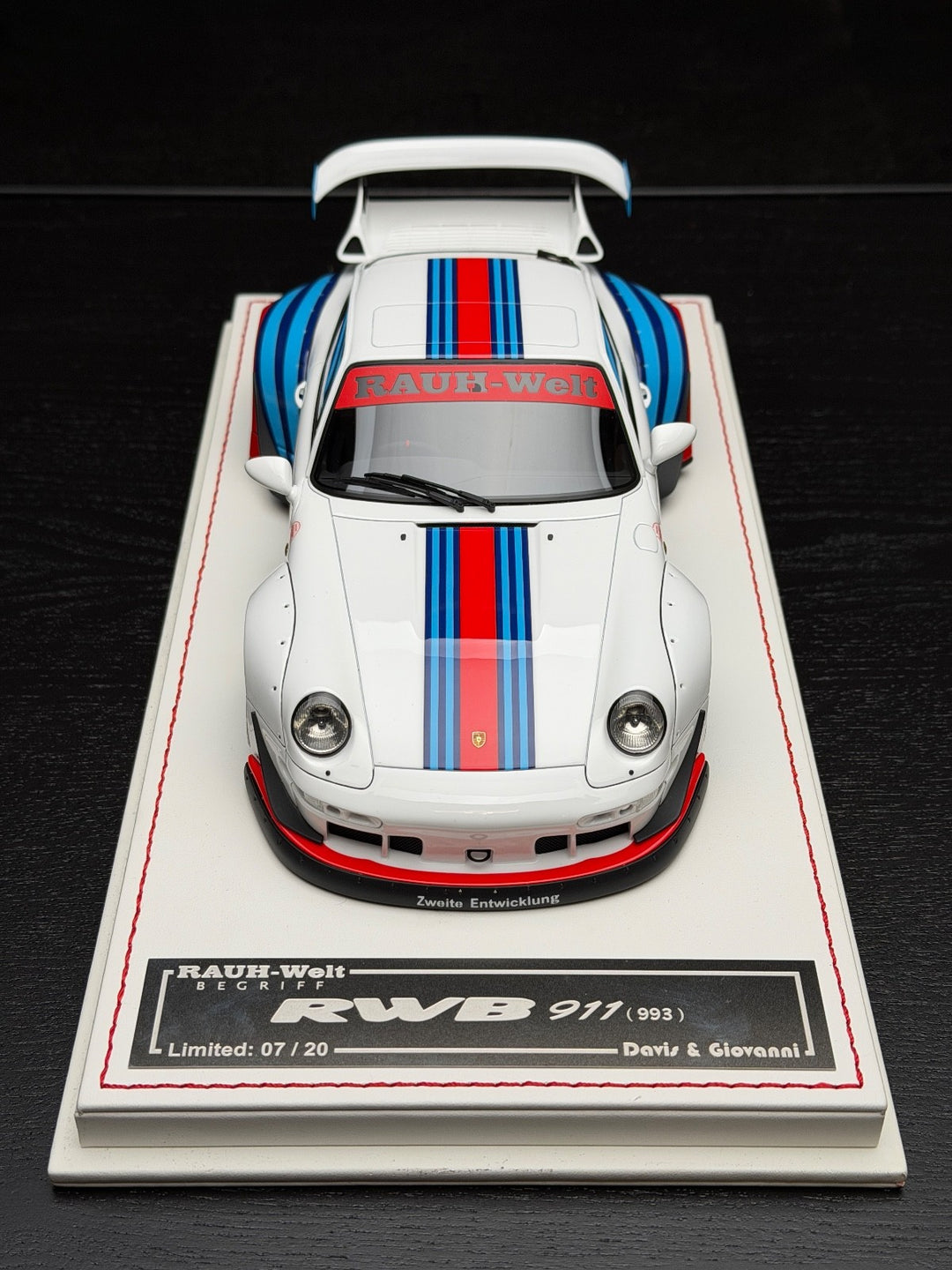 Porsche 911 RWB (White/ Red Blue Stripe) [Davis & Giovanni] 1:18 scale