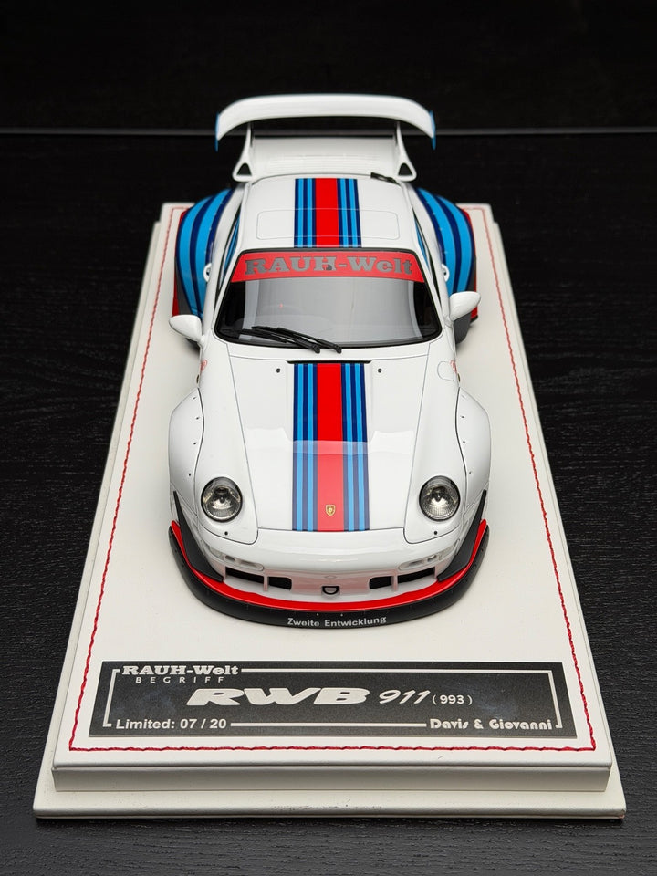 Porsche 911 RWB (White/ Red Blue Stripe) [Davis & Giovanni] 1:18 scale