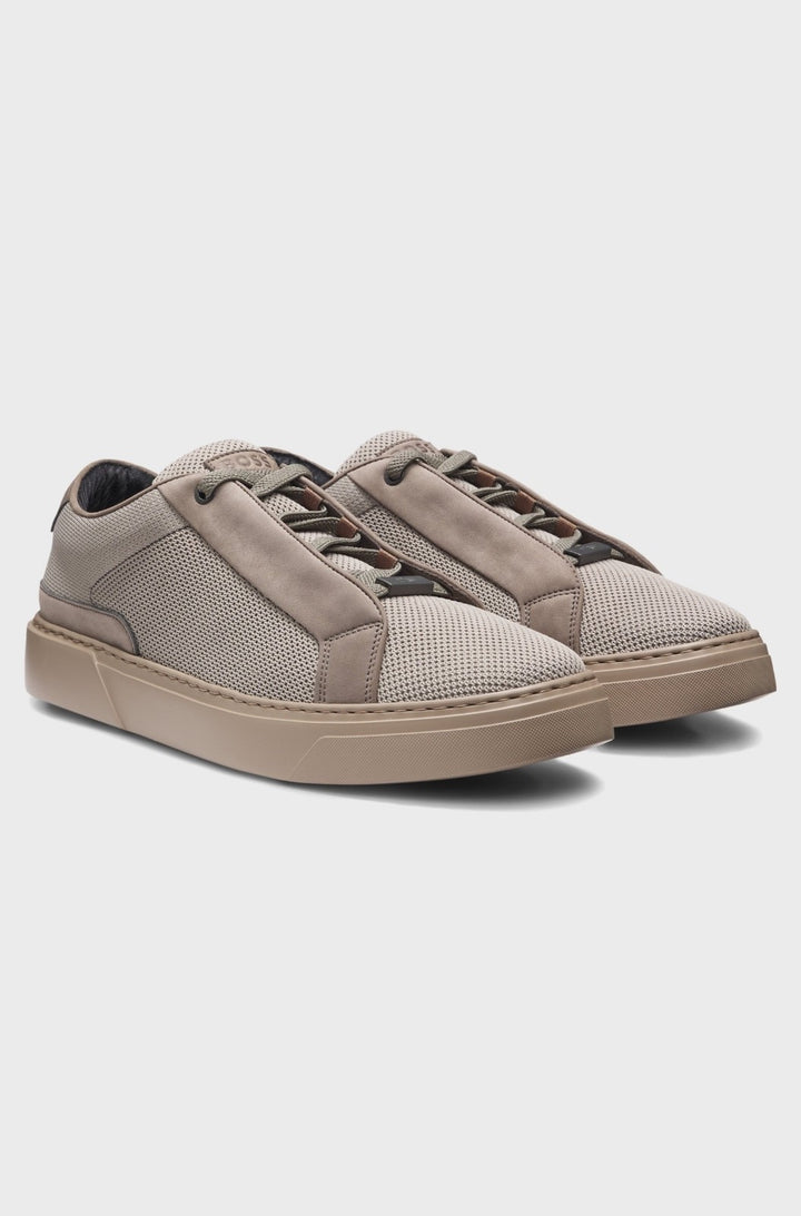 HUGO BOSS X ASTON MARTIN TRAINERS WITH LEATHER TRIMS (LIGHT GREY)- NEW EXCLUSIVE