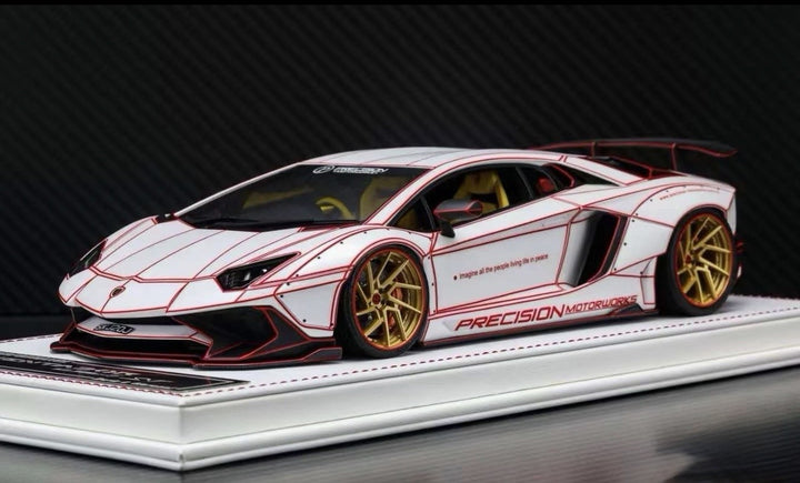 Lamborghini Aventador LP750-4 (White/red TRON) [Davis & Giovanni] 1/18 scale