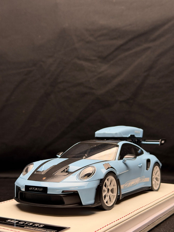 Porsche 911 GT3 RS w/ Roof Rack (Gulf Blue/ White) [IVY Model] 1:18 scale