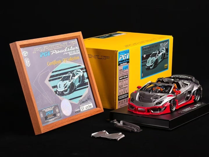 Lamborghini Huracan Awakenup-P61 Roadster (Silver/ Red)[DreamWalkers] 1/18 scale
